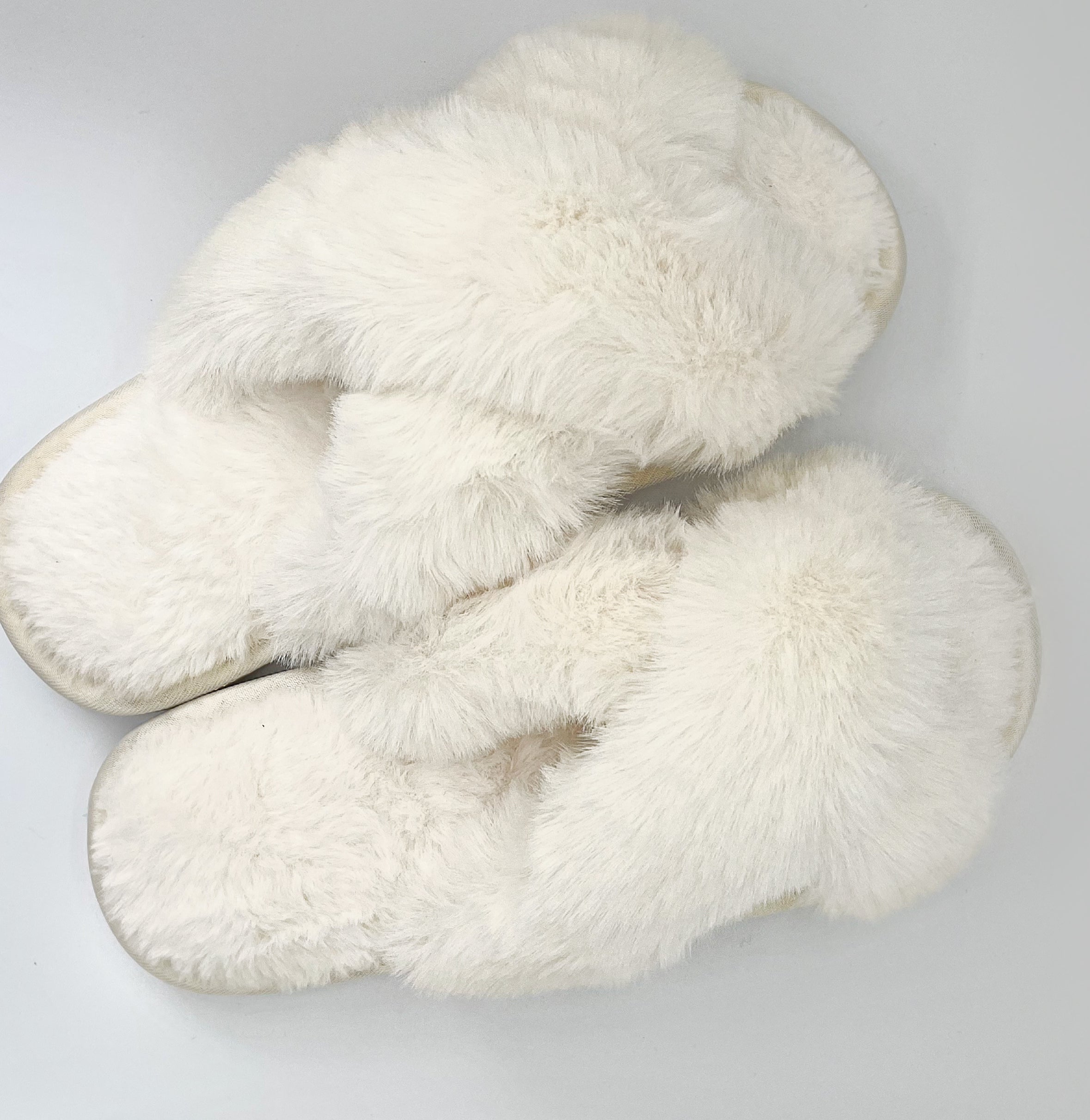 Fluffy Criss Cross Slippers Luxe And Co 4296